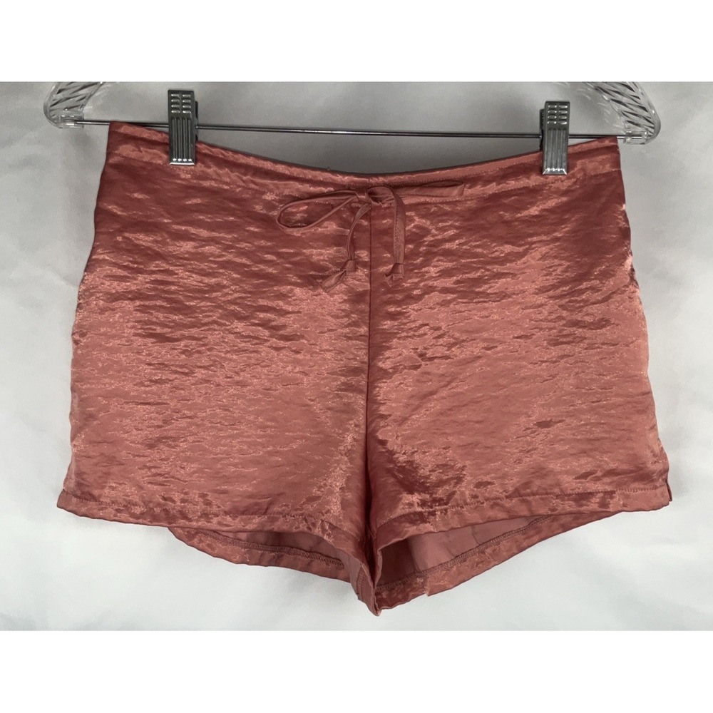 Urban Outfitters Women's Silence + Noise XS Coral Shiny Satin Pull On Tie Shorts